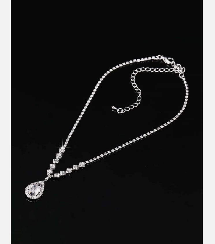 Juego de Collar y Pendientes para Mujer de Plata de Ley S925 Joyería Elegante
