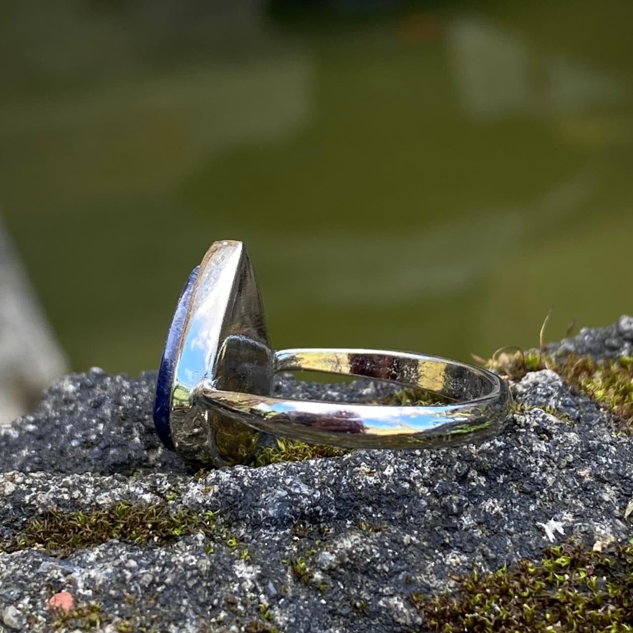 Blue Sodalite Ring US Size 8 Teardrop Gemstone Ring 13x10x3mm Handmade Jewelry