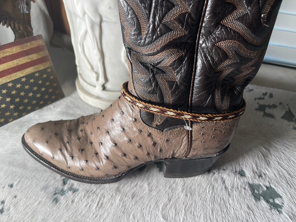 Western Boot Jewelry 15.5 x 3/8 in Horsehair Cowboy Adjustable Black Brown Cream