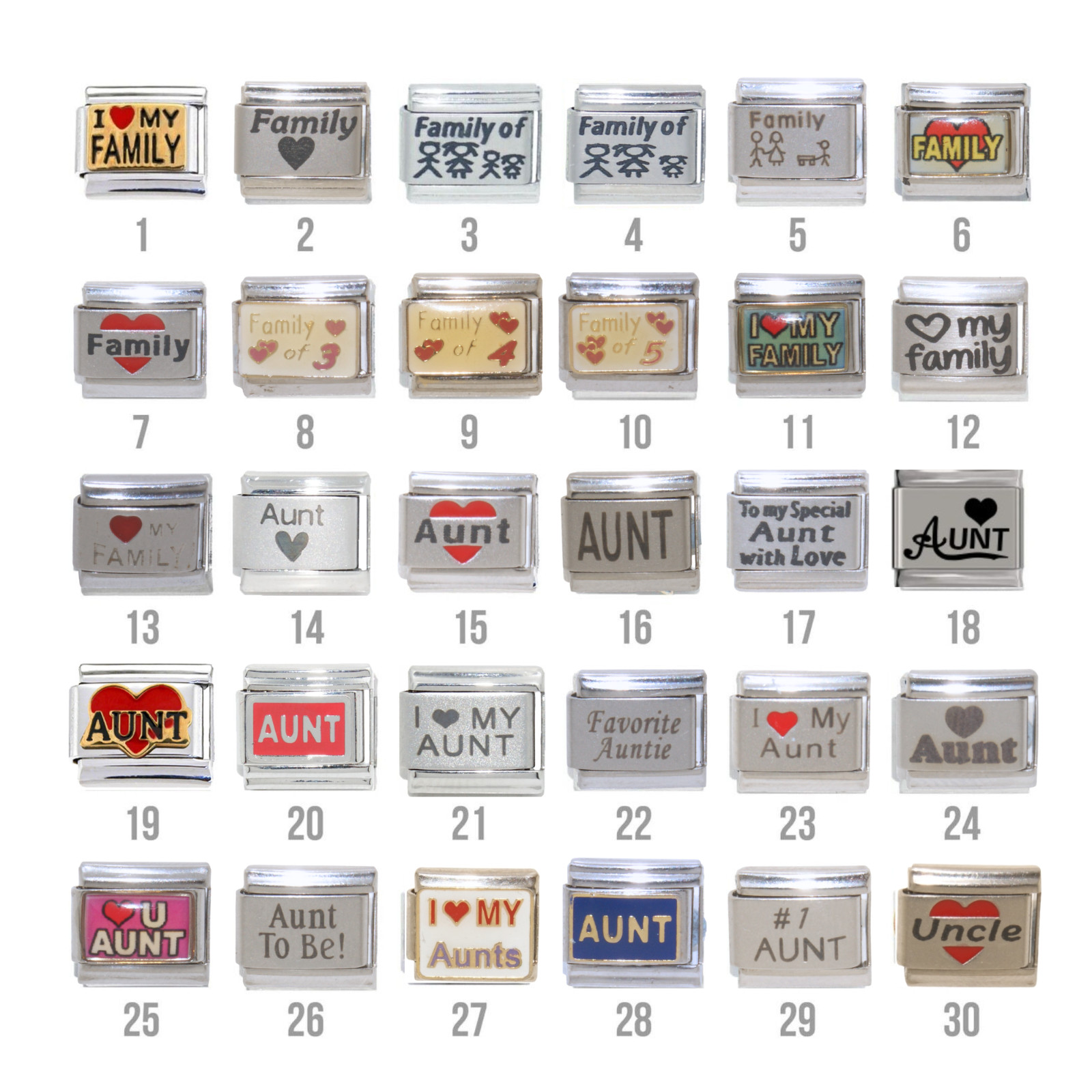 Family 9mm classic Italian Charm – Fits 9mm classic Italian charm bracelets