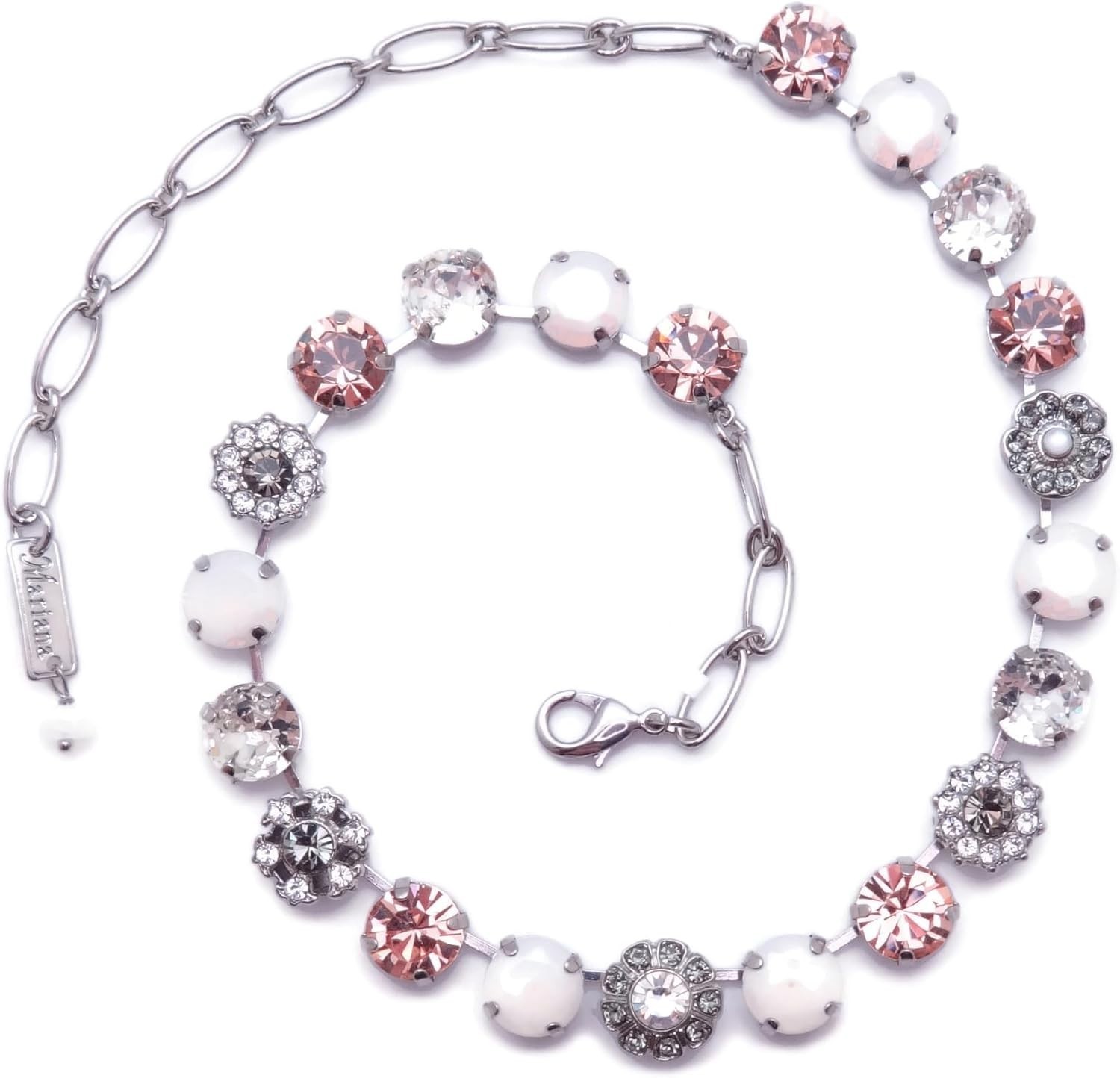 Mariana Ice Queen Silver Necklace Peach Grey White Crystal Mix Flower 1154 NWT