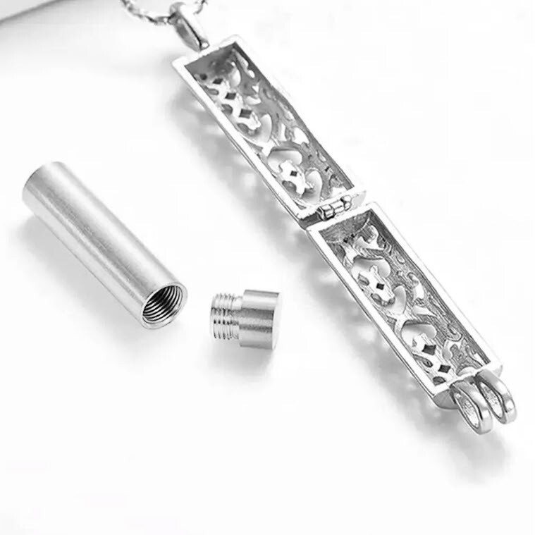 Heart Tree of Life Cylinder Urn Pendant Necklace for Cremation Ashes Memorial