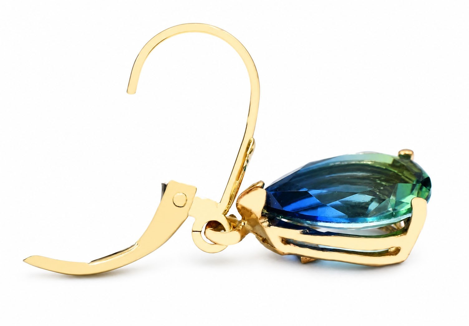 LAB CREATED 6.50 Cts TOURMALINE DANGLING EARRINGS 14k GOLD – New With Tag
