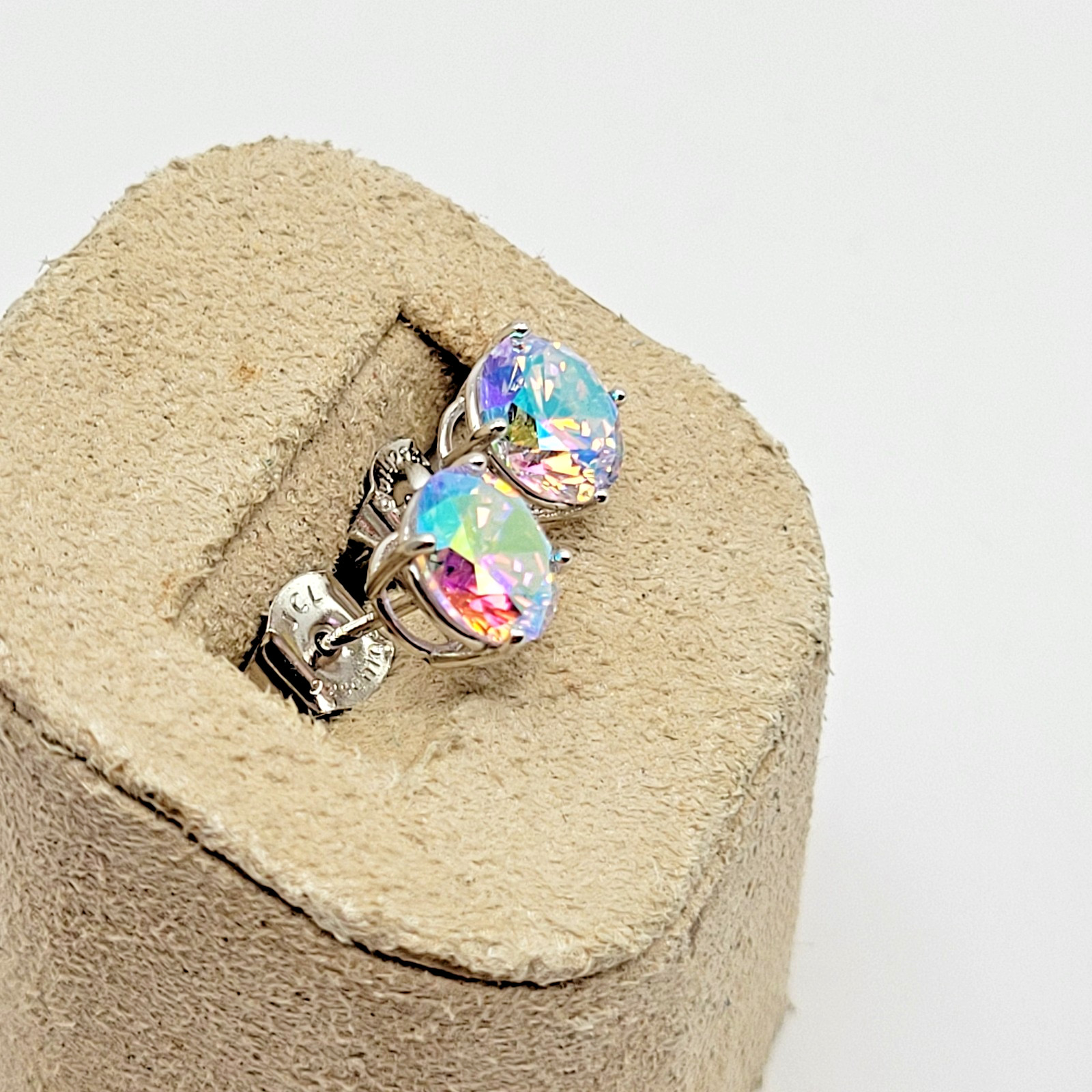 JTV Bella Luce Aurora Borealis Collection Sterling Silver Solitaire Earrings