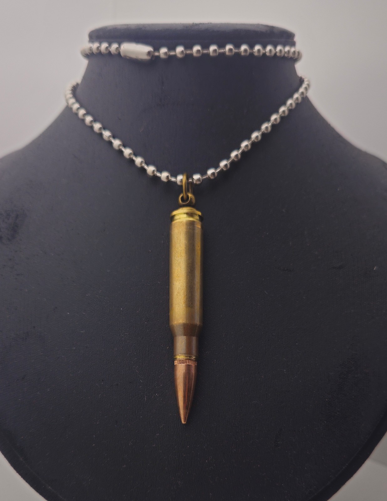 308 Bullet Pendant Necklace, Caliber 7.62×51 Bullet And 60cm Dog Tag Chain MKII