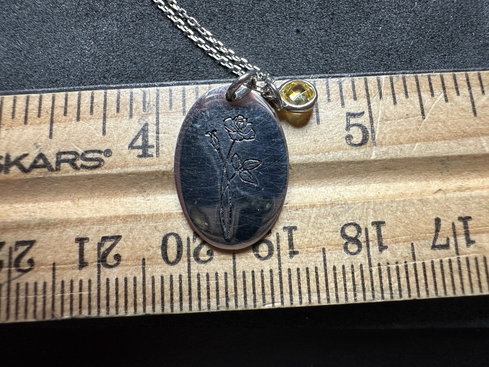 3.17g Vintage Sterling Silver 925 Rose Pendant Necklace 22 in Adjustable M