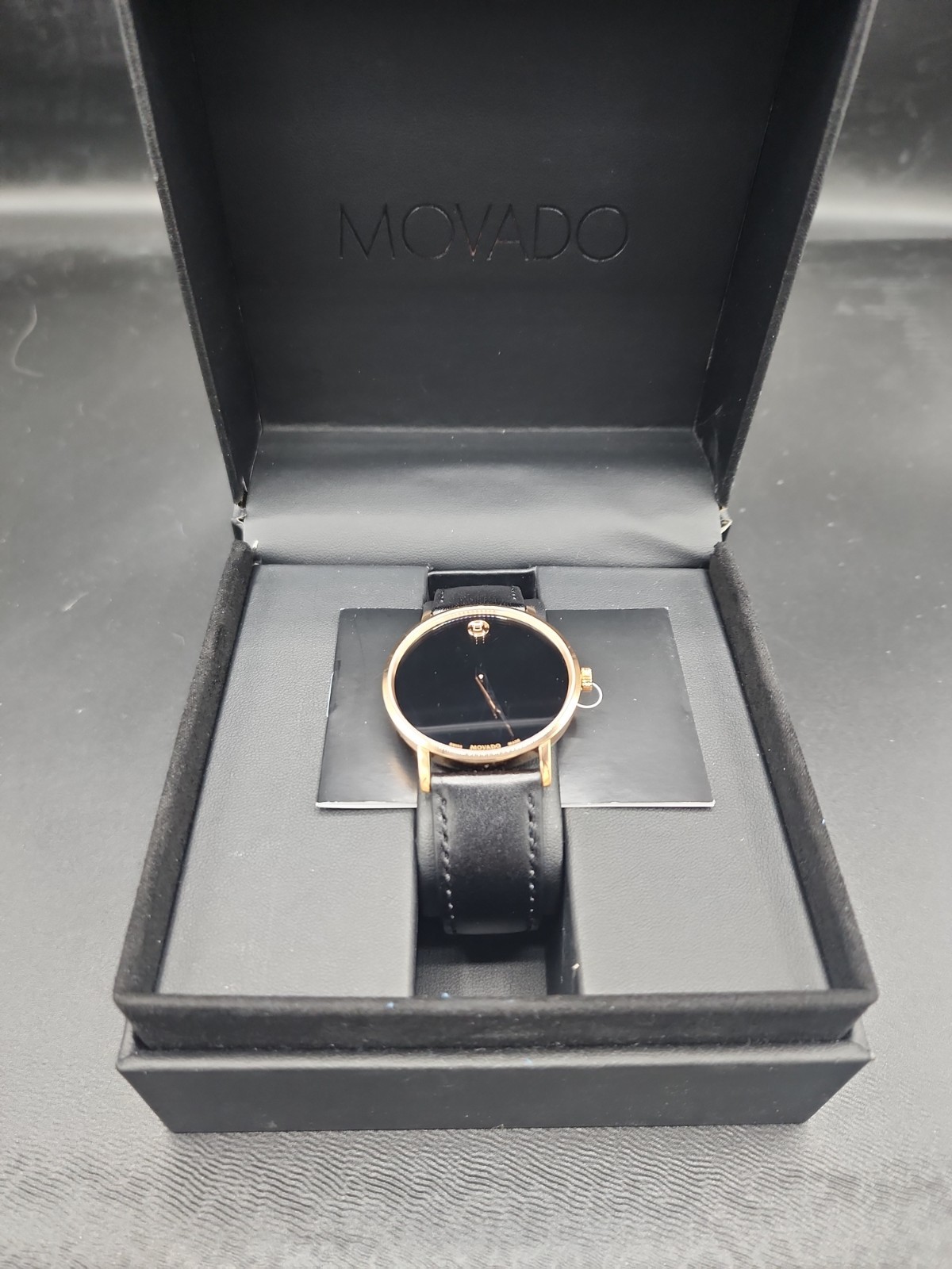 Movado Museum Rose Gold And Leather Wristwatch for Men – New In Box, New Battery