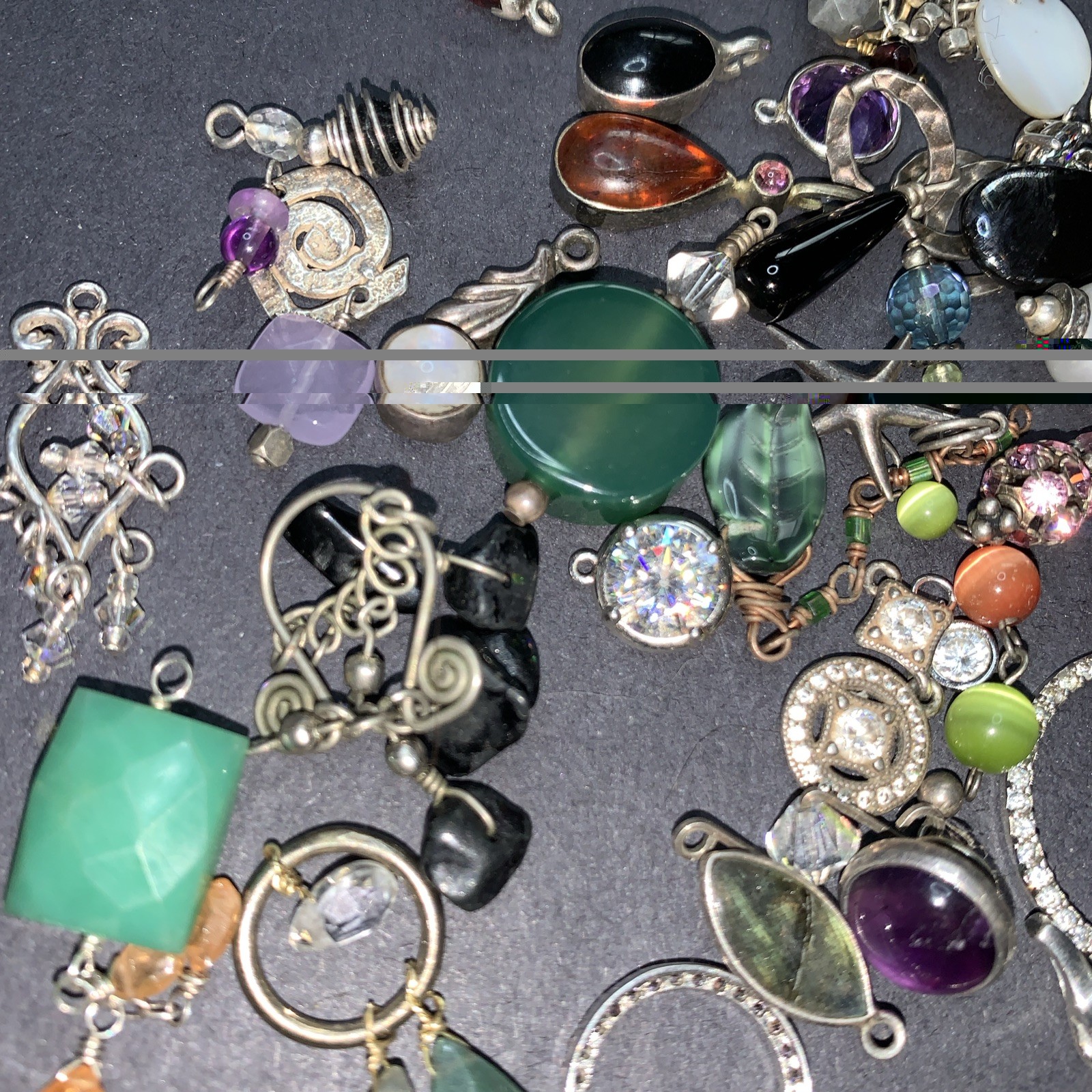 STERLING SILVER 925 Lot Necklace Pendant SS40 Charms Boho Crystal Navajo 42