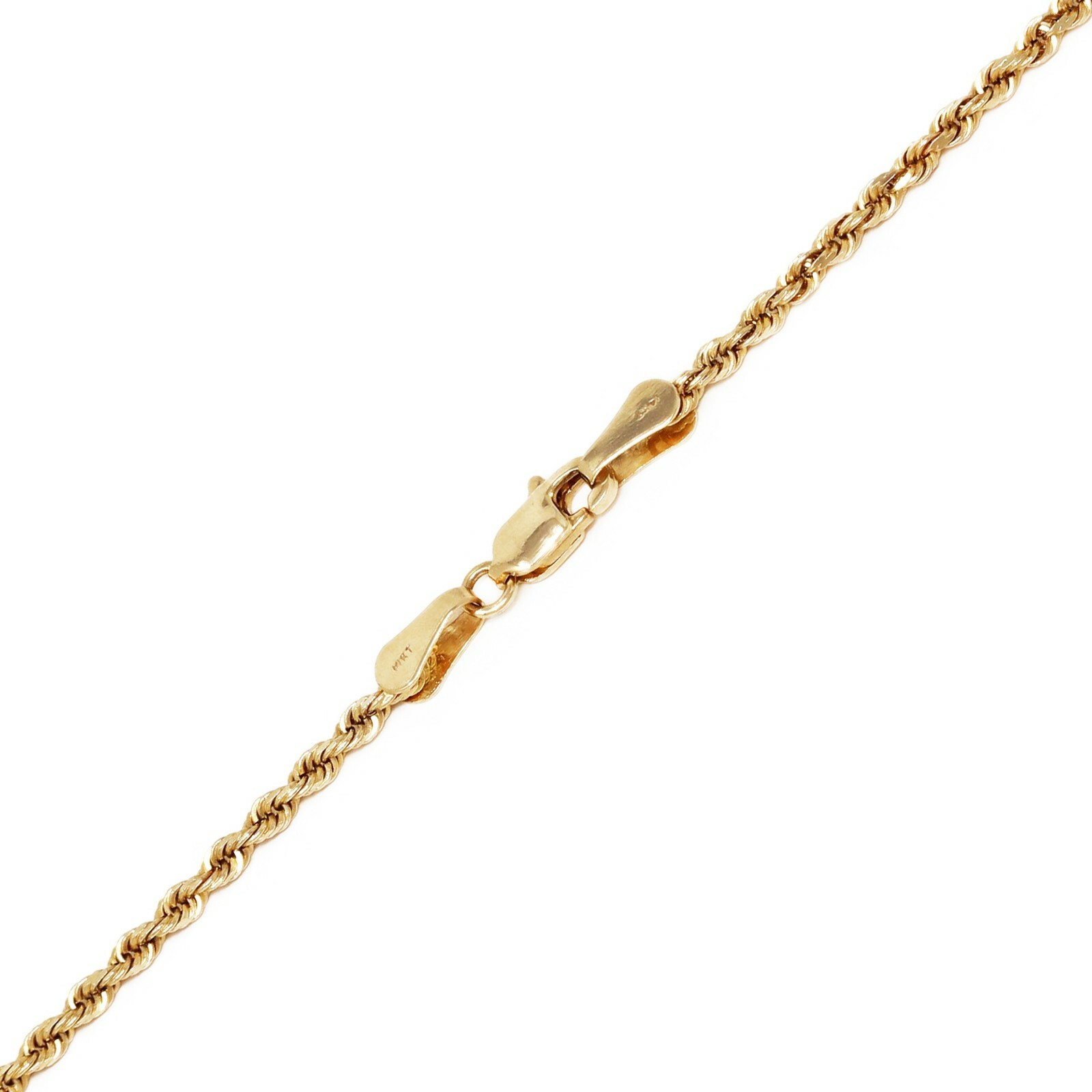 14k Yellow Gold Solid Diamond Cut Rope Chain Necklace 18″ 1.5mm to 4mm