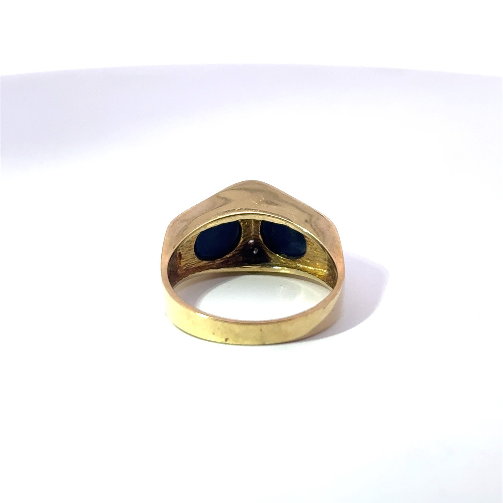 14k Stamped Yellow Gold Vintage Diamond & Lapis Lazuli Ring Size 7.5