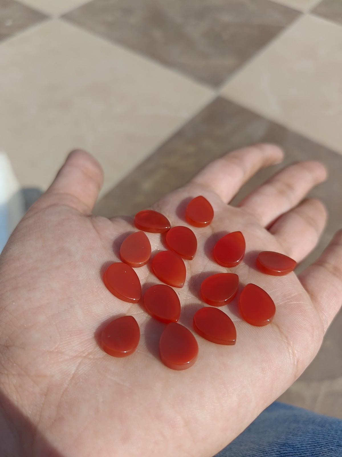 Natural Red Onyx Pear Bothside Flatback 10x14mm To 20x25mm Loose Gemstone