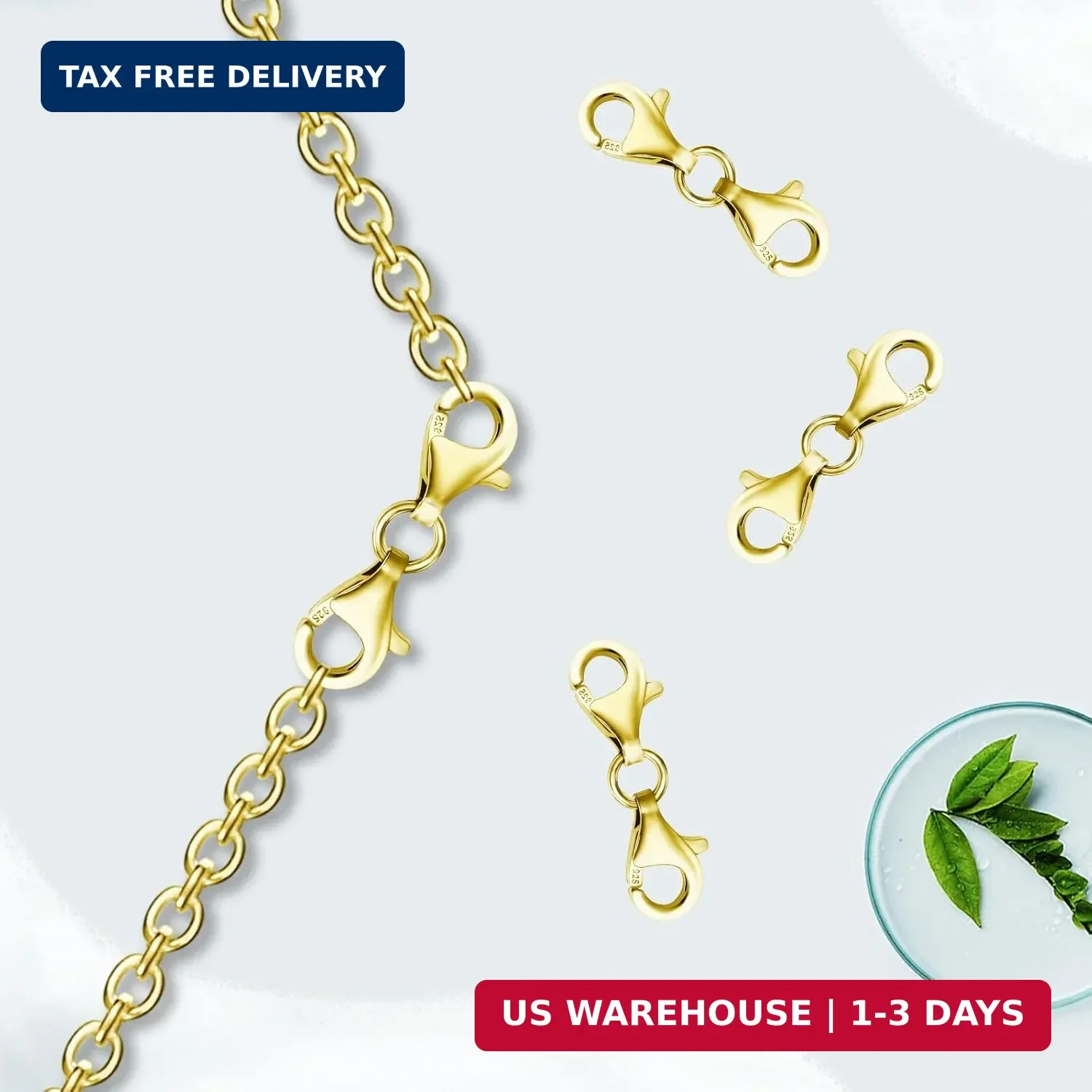 2 Pcs 925 Sterling Silver Double End Design Lobster Clasp 9MM Chain Extender Dou