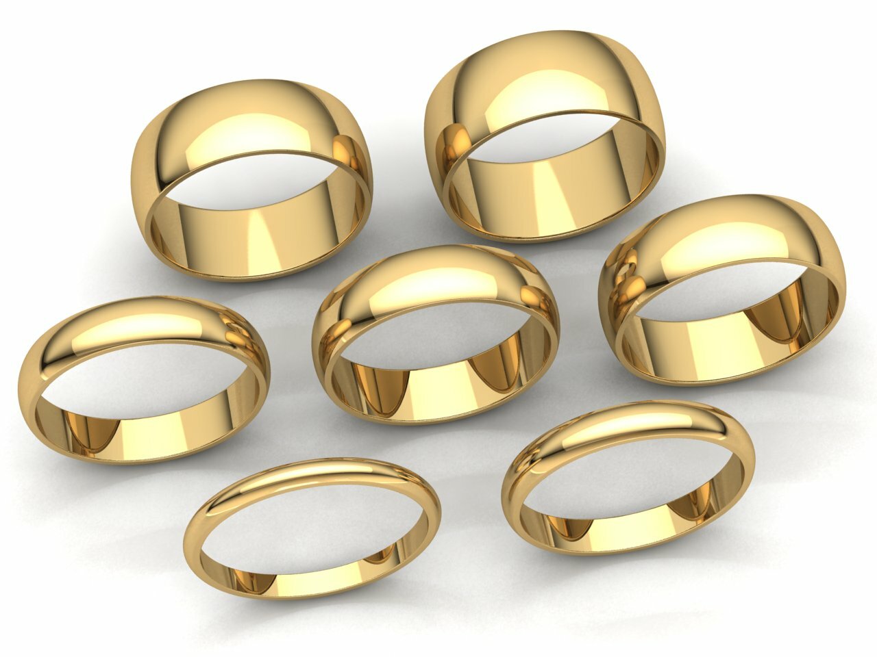 Domed Plain Band Ring Mens Womens 2mm 3mm 4mm 5mm 6mm 7mm 8mm Solid 18k Gold