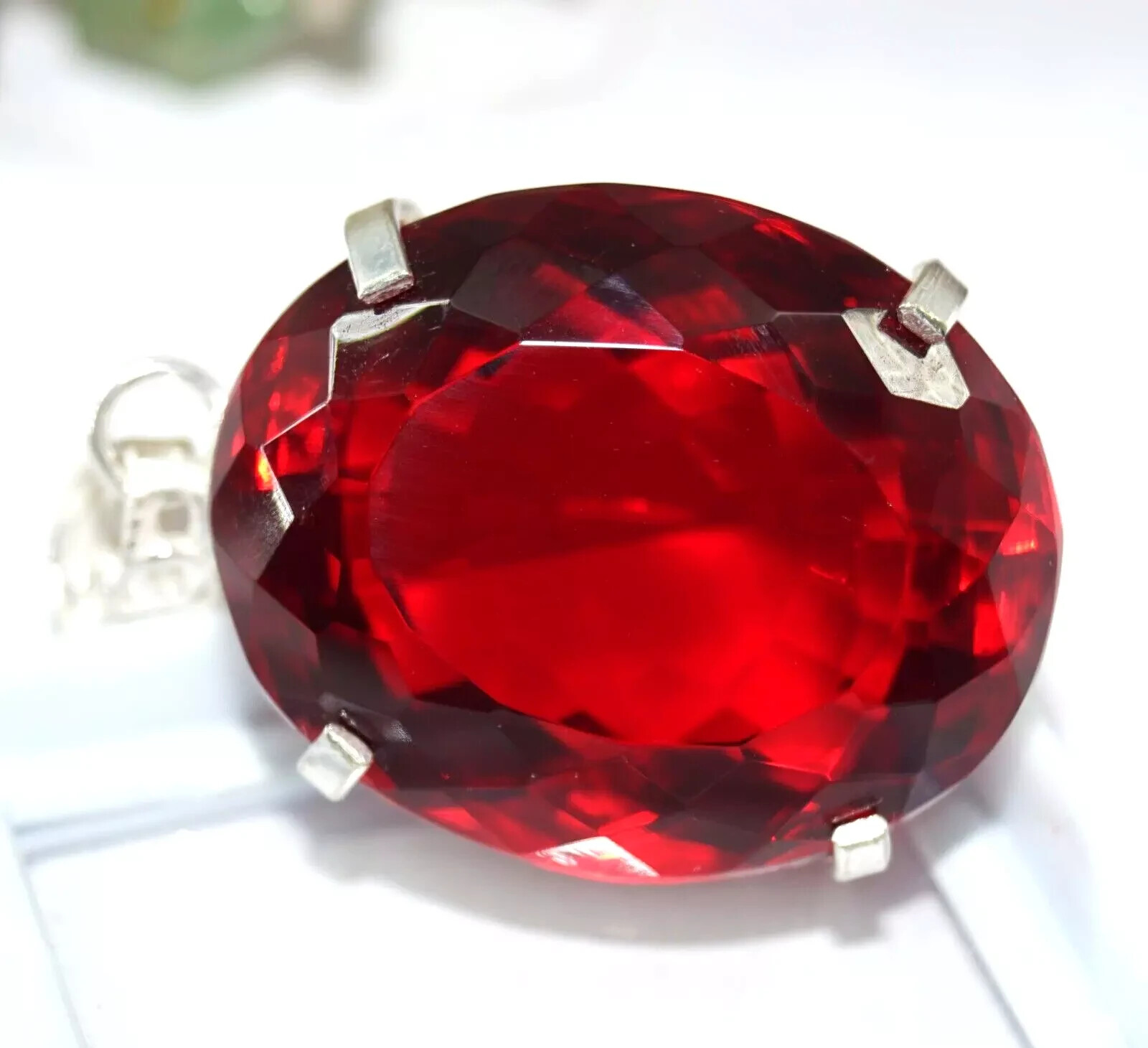 AAA+ GIE Certified 94 Ct+ Natural Red Topaz Pendant Oval Cut Loose Gemstone