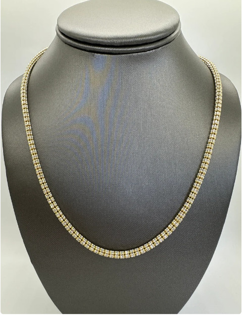 10k Two Tone Gold 20″ 2.7MM Sparkle Ice Link Chain Necklace Iced Rope 9 Grams