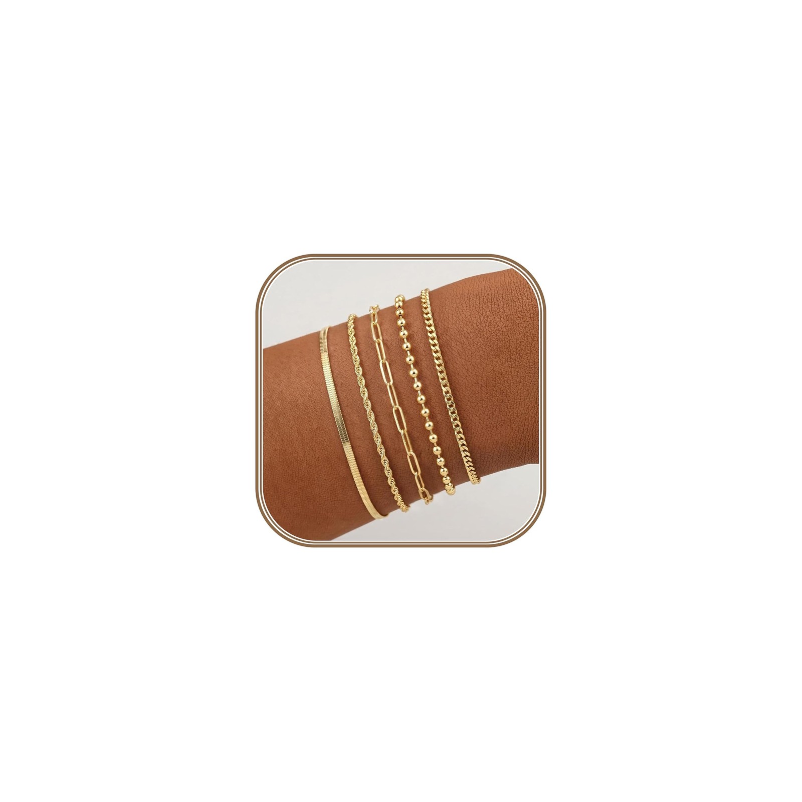 Gold Bracelets Set for Women Stack, Chunky Thick Bracelets Stack for Women Tr…