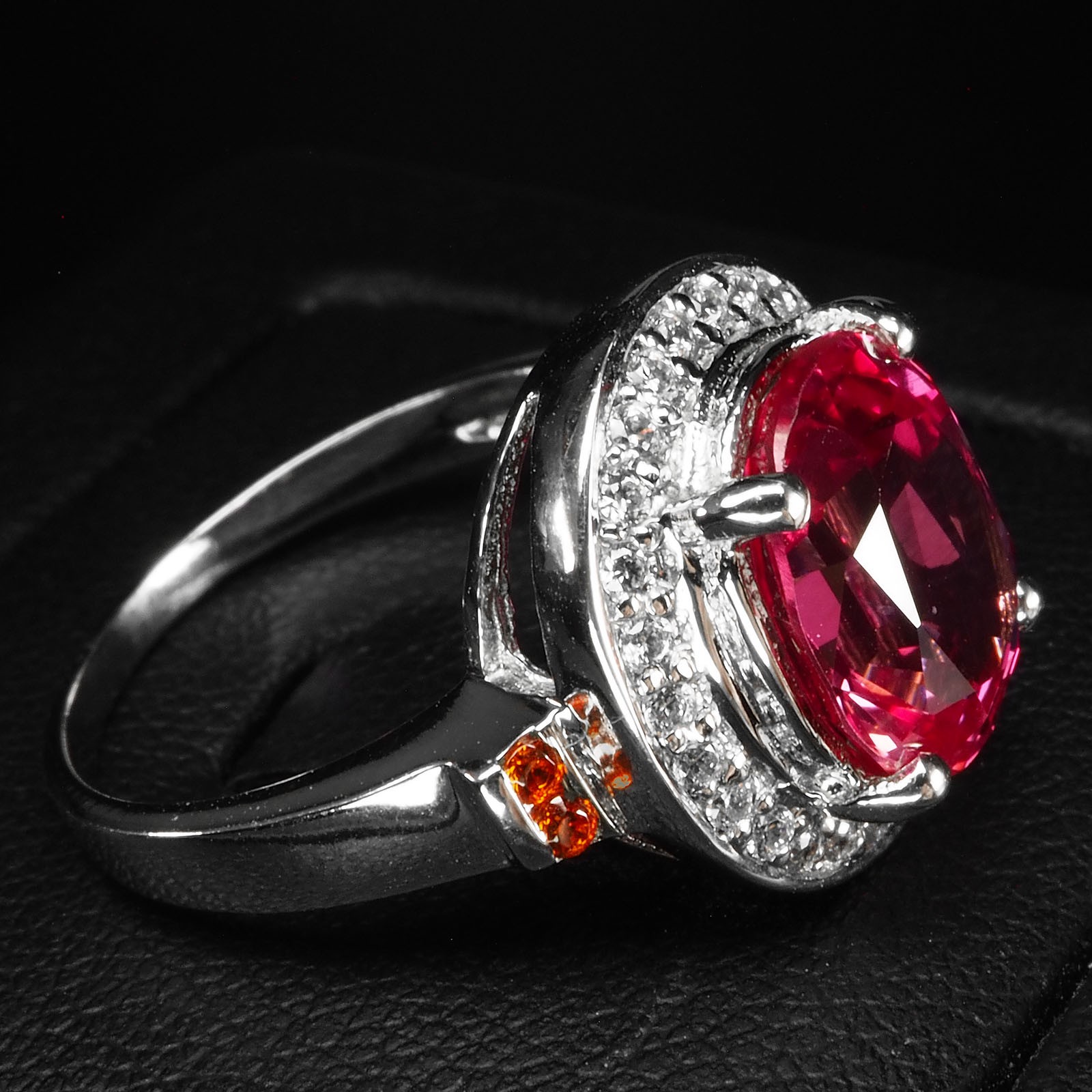 Precious Pink Padparadscha Sapphire 4.40Ct 925 Sterling Silver White Gold Rings