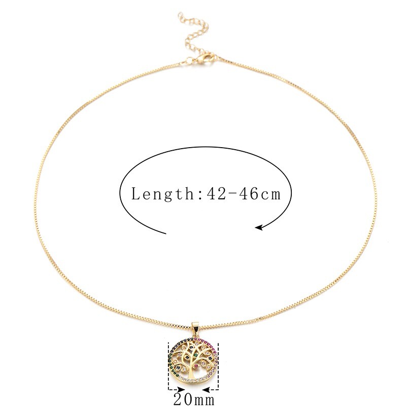 ZARD 12K Gold Plated Family Tree Pendant Muti-Color CZ Tree of Life Necklace