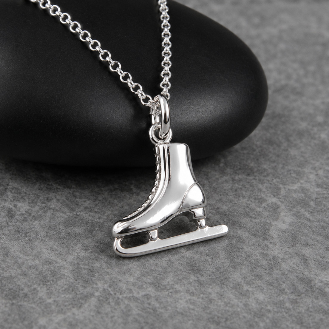 925 Sterling Silver Ice Skates Necklace – Figure Skating Charm – Ice Skater Gift