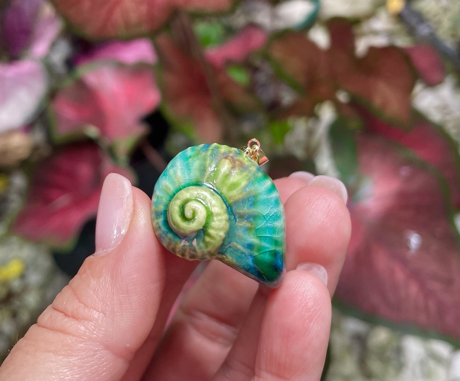 Handmade Ceramic Pendant Jewelry. Unique piece. Reef