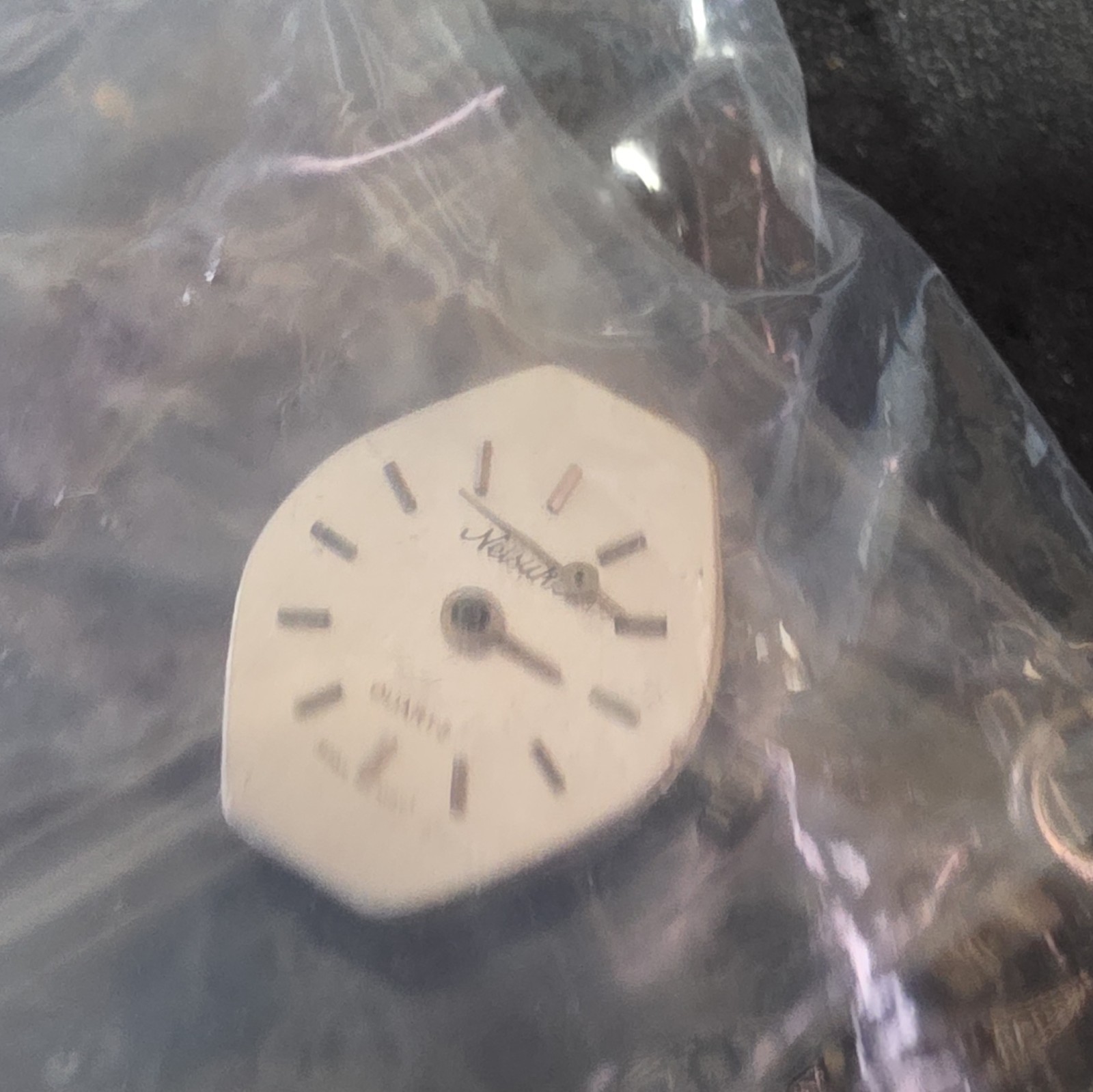 White Octagon Quartz Watch Dial w/ Hands & Crown, Japan Movt, Non-Numeric Marks