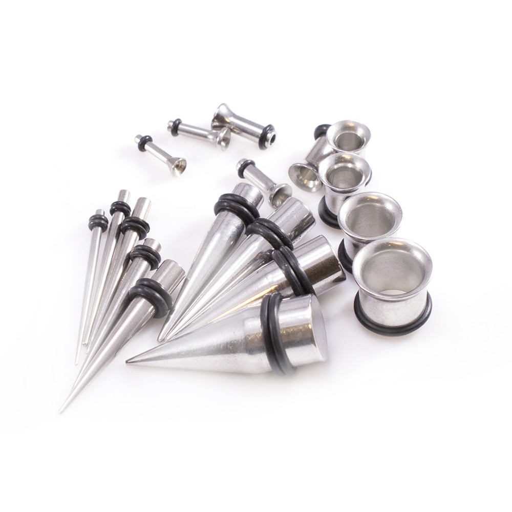 36PCS 14G Ear Stretching Kit Surgical Steel Tapers and Tunnel Expanders Piercing