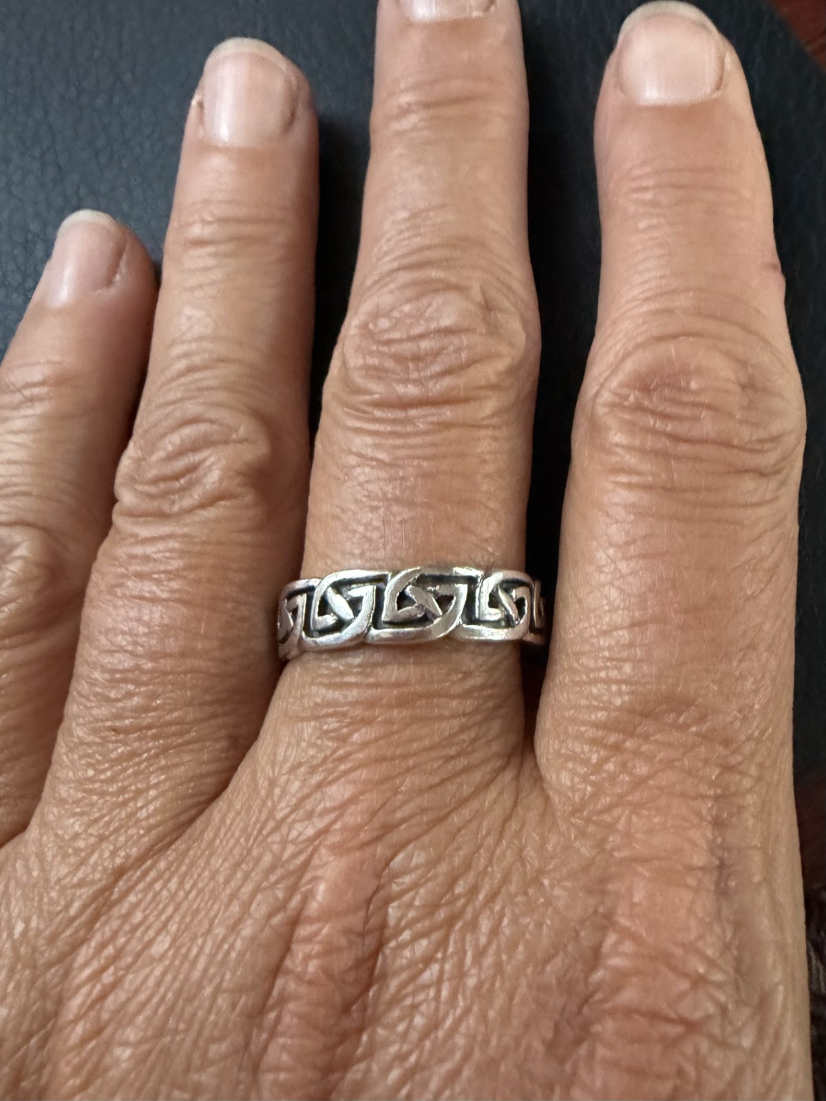 Celtic Knotwork Sterling Silver 925 Peter Stone Ring size 11.5 New