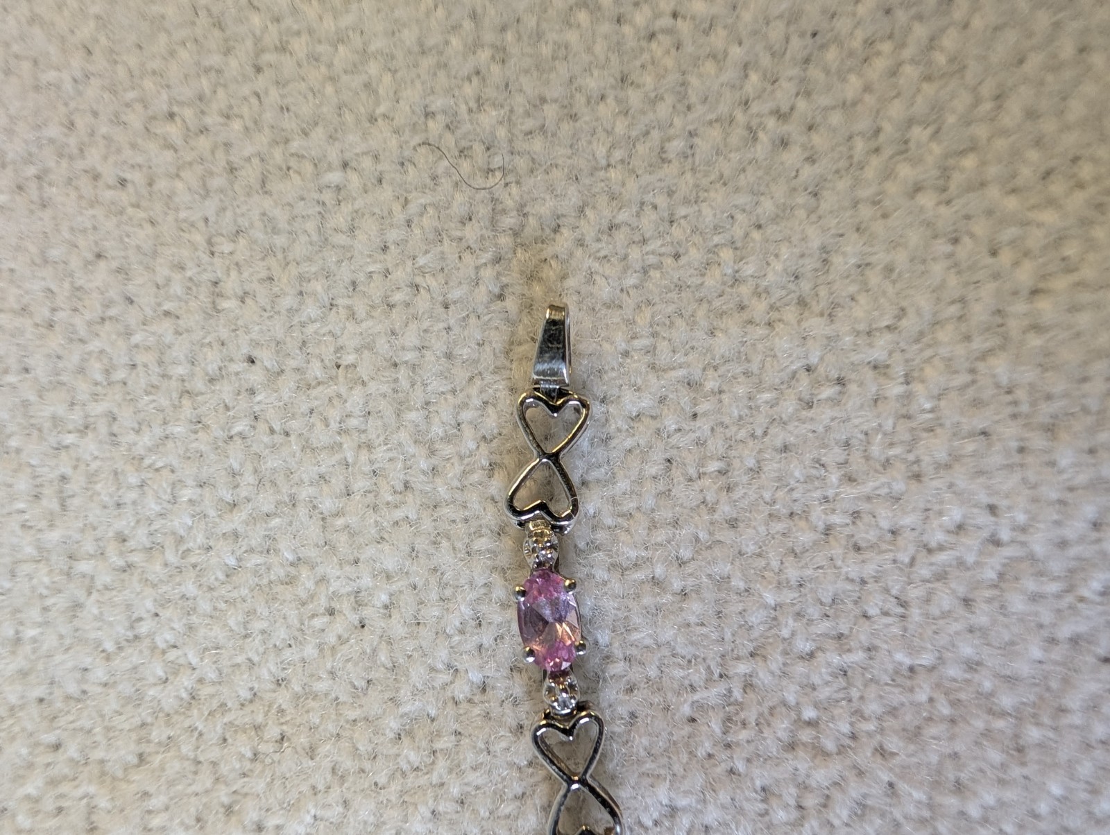 10k White Gold And Pink Sapphire Tennis Bracelet 7.25 Inches