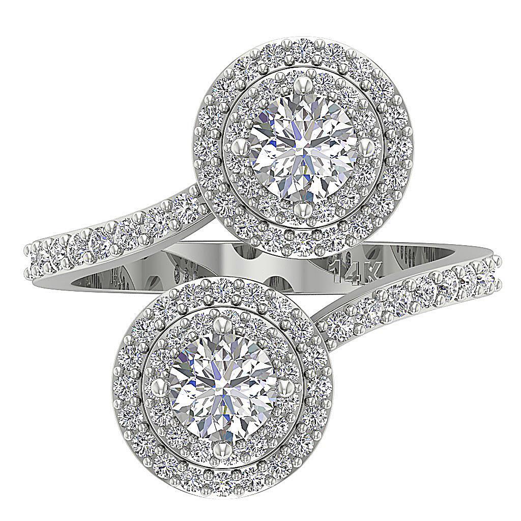 I1 G 1.85 Carat Natural Diamond Forever Us 2 Stone Halo Solitaire Ring 14K Gold