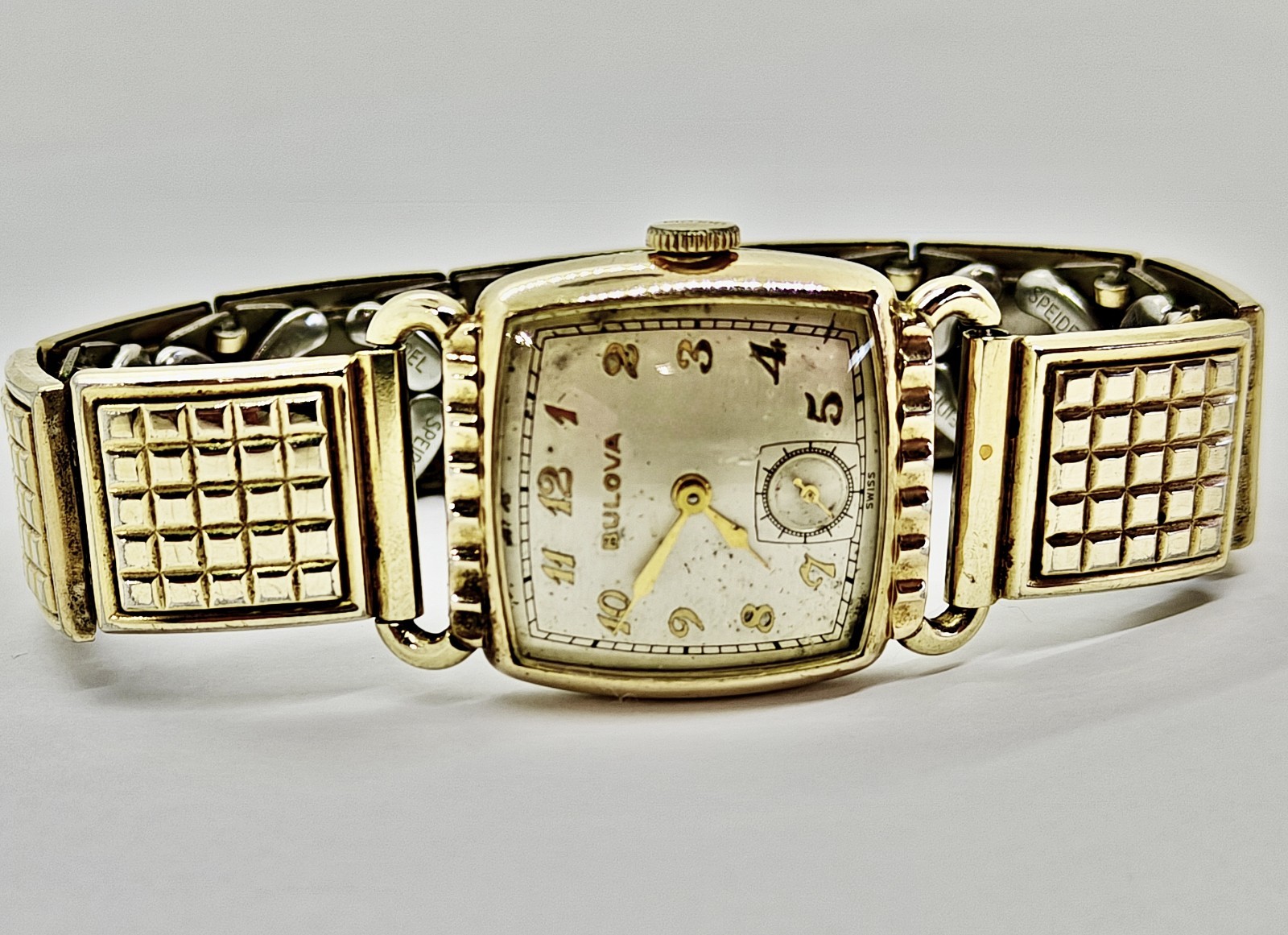 Vintage 1950 Bulova Director Men’s Watch 10BC 15J Gold Filled Speidel Bracelet