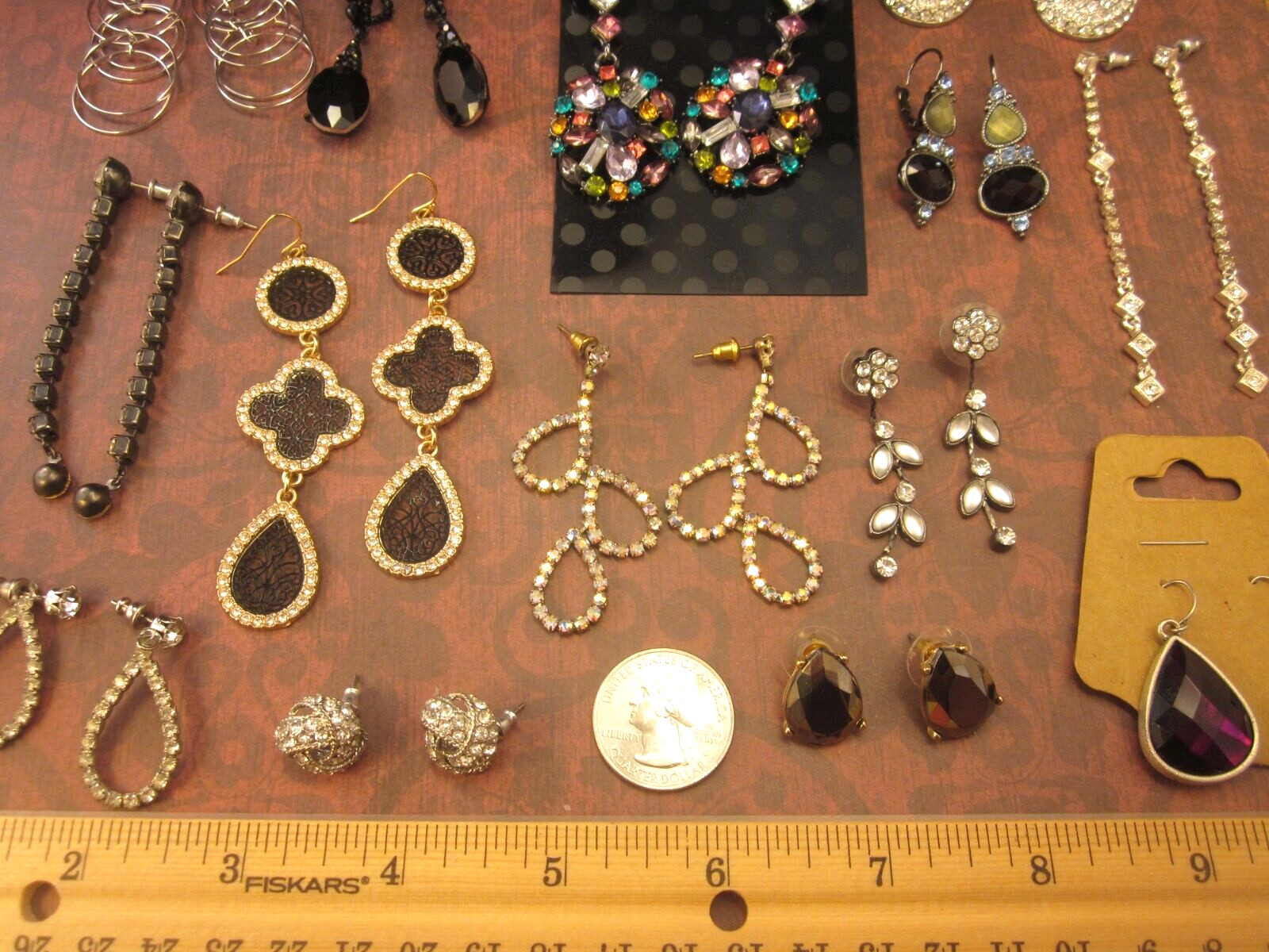 Dressy Fashion Earring Lot-14 Pairs Pierced-Silver & Gold Tones