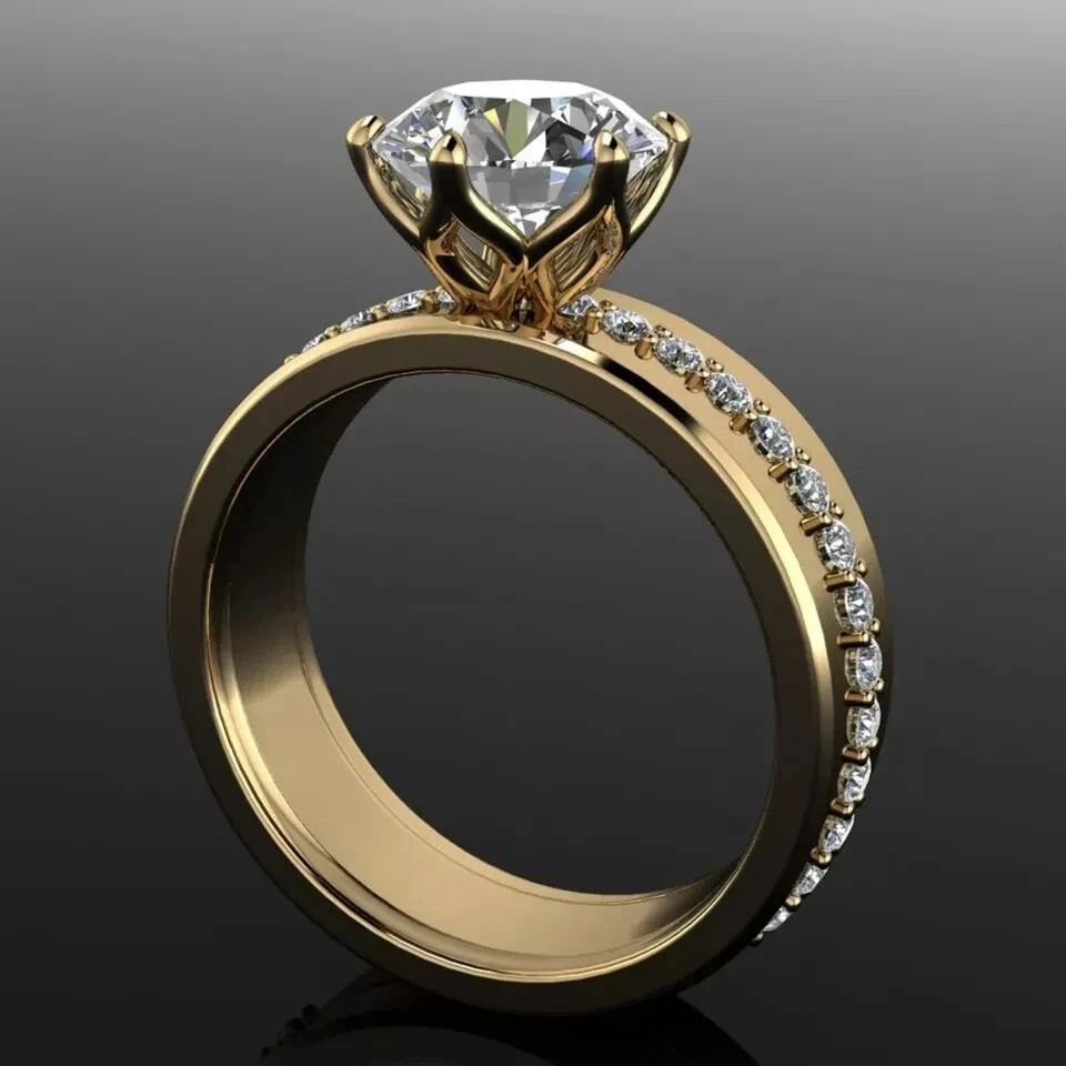 5 Ct Certified Round Cut Natural Diamond Ring Solitaire VVS1 Yellow Gold Finish