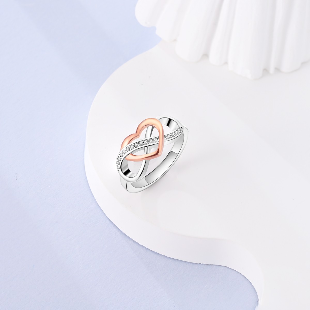 LAZA 925 Sterling Silver Eternal Infinity Rose Heart Finger Ring Women Jewelry