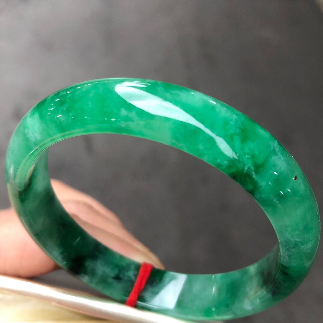 Certified Natural Grade AAA Ice Green Burmese Jade jadeite bracelet bangle 57MM