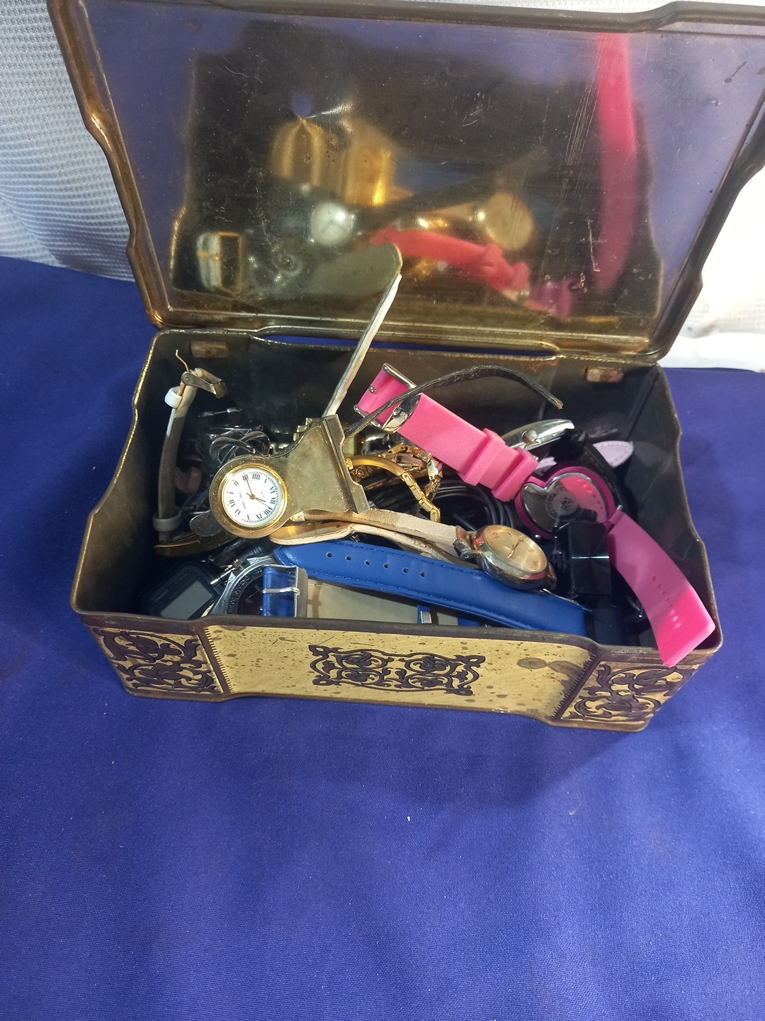 Vintage Tin With Watches Etc Joblot