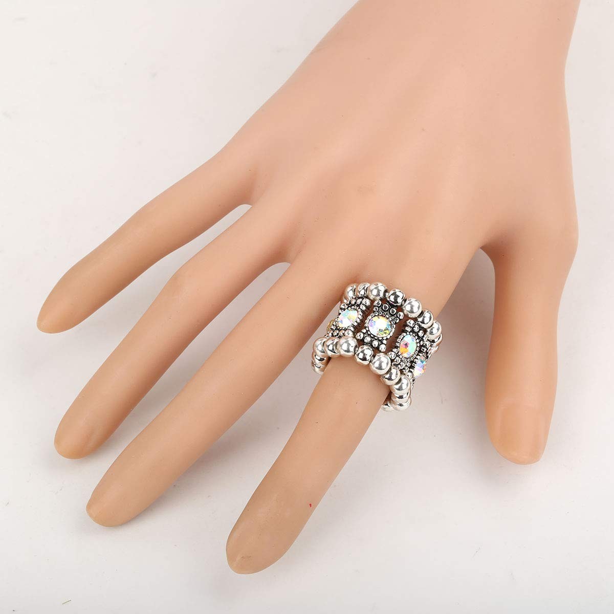 Women’s Stretch Band Rings Fit Finger Size 6-1/2 To 9 – Soft Elastic Band Per…