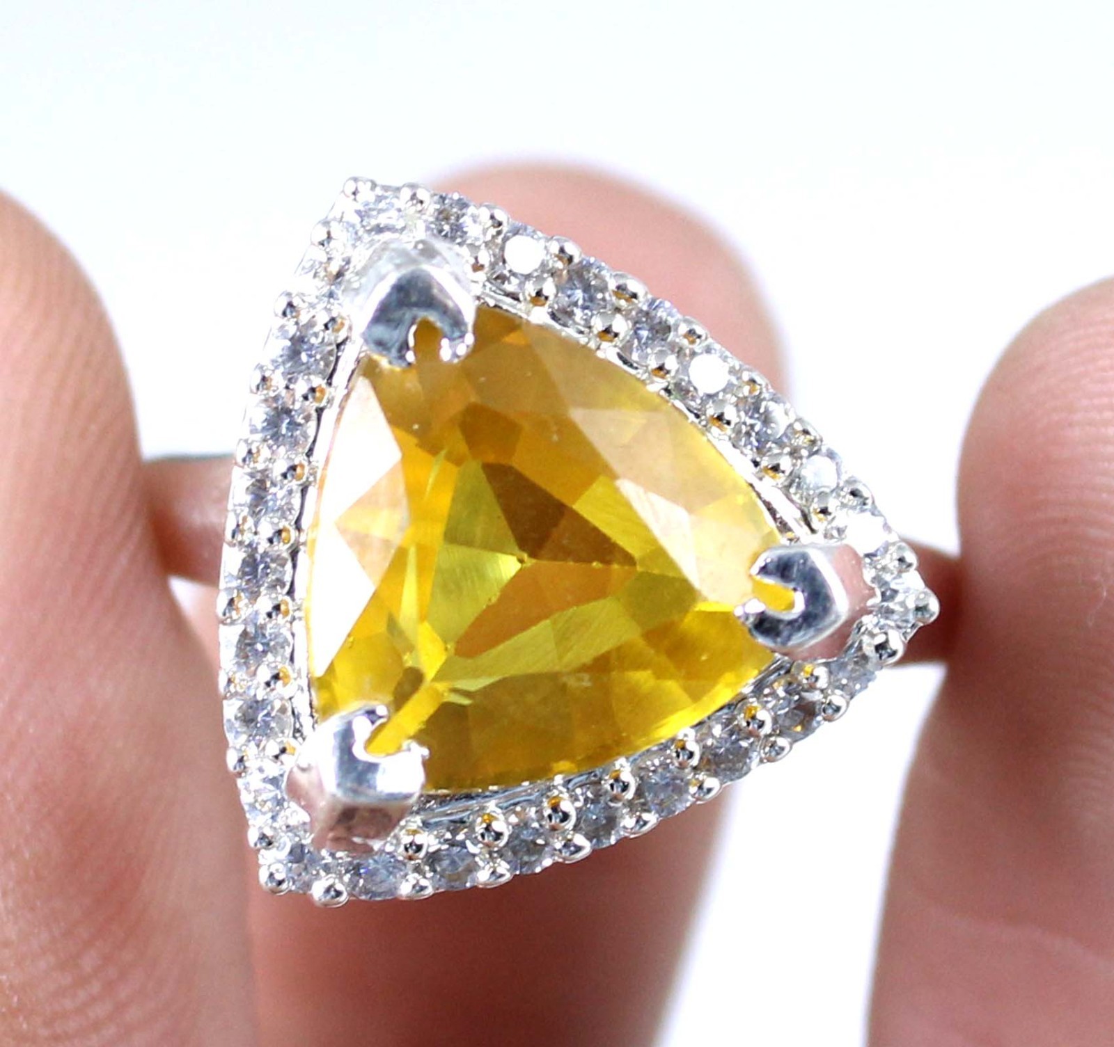 Yellow Sapphire 9.05 Ct/11 mm Natural Trillion Gemstone Certified Ring See Video