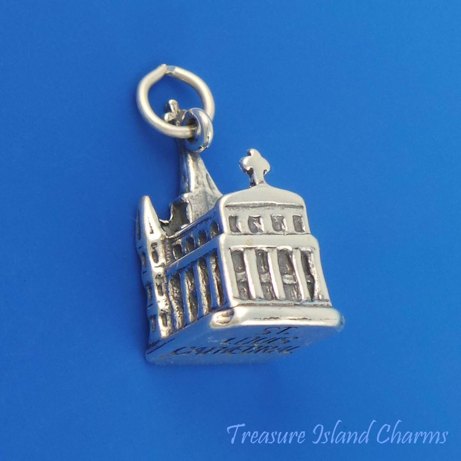 St Louis Cathedral New Orleans 3D 925 Solid Sterling Silver Charm MADE IN USA
