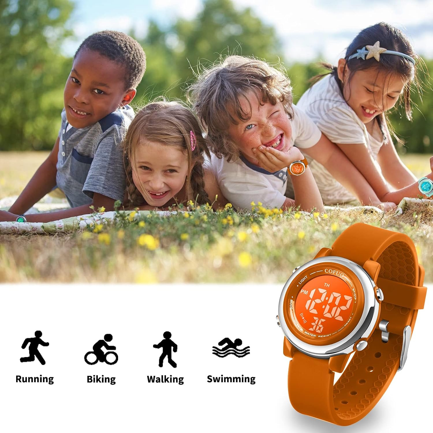 Kids Digital Sport Waterproof Watch for Girls Boys, Kid Sports Outdoor LED Elect