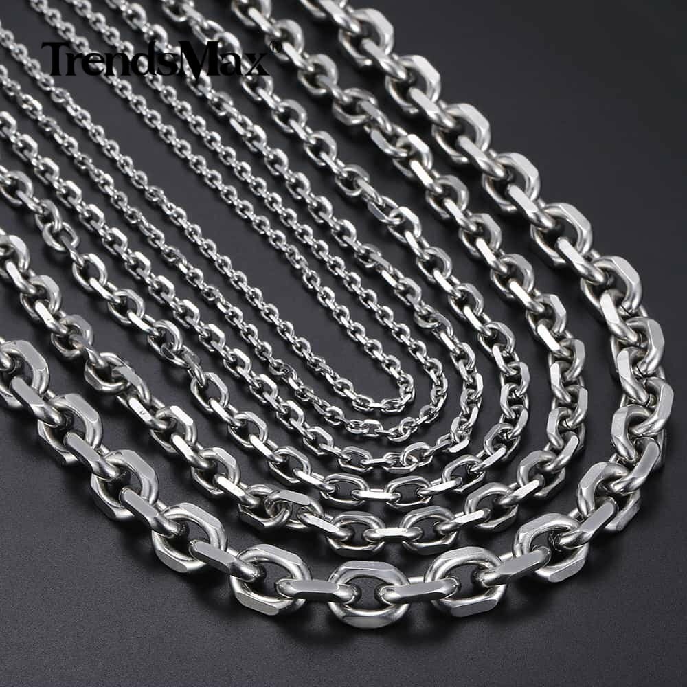 USA Stock 2/3/4MM Cable Rolo Stainless Steel Chain Necklace Men Choker 18-28″