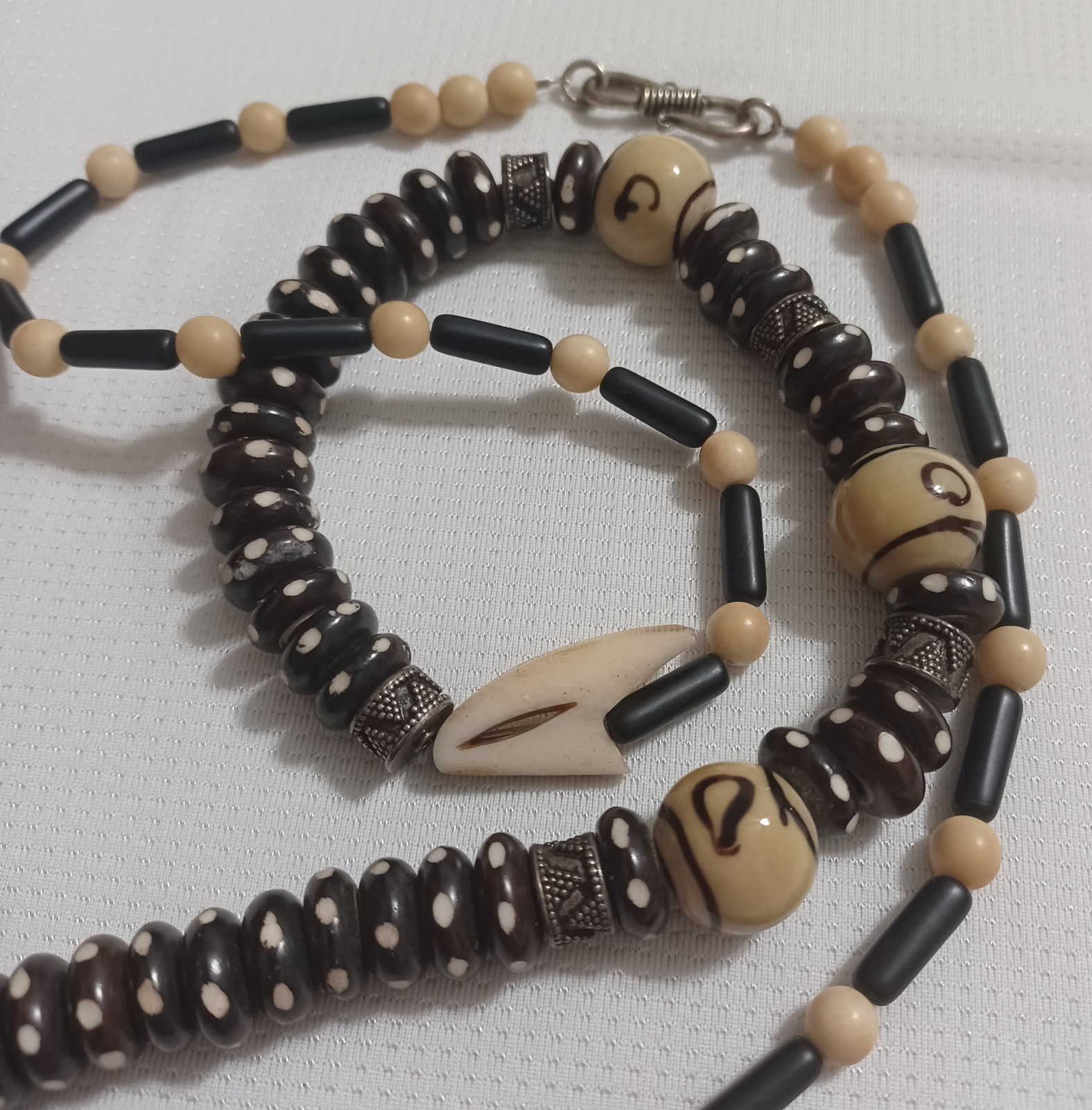 COOL Lot Of Vintage Tribal Jewelry Bone Beads Wood Shells Gemstones Leather Etc