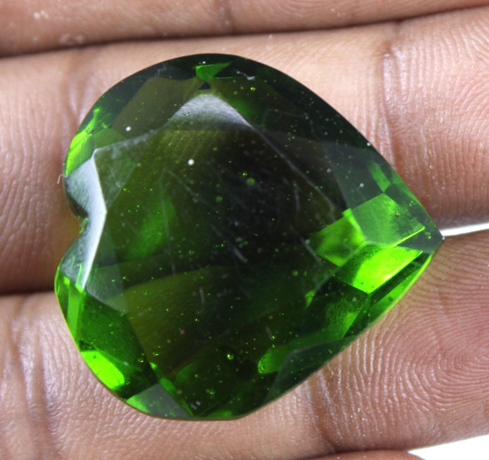 Brazilian Olive Green Peridot 58.85 Ct Heart Shape Gemstone Certified T8875