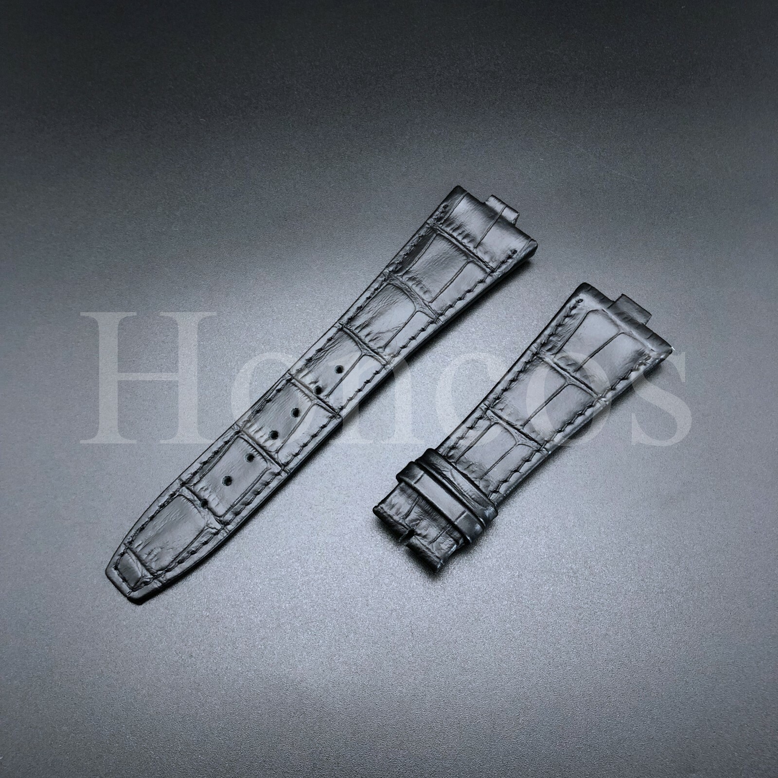 26X18 MM Leather Watch Strap Band Black Fits For VC Overseas