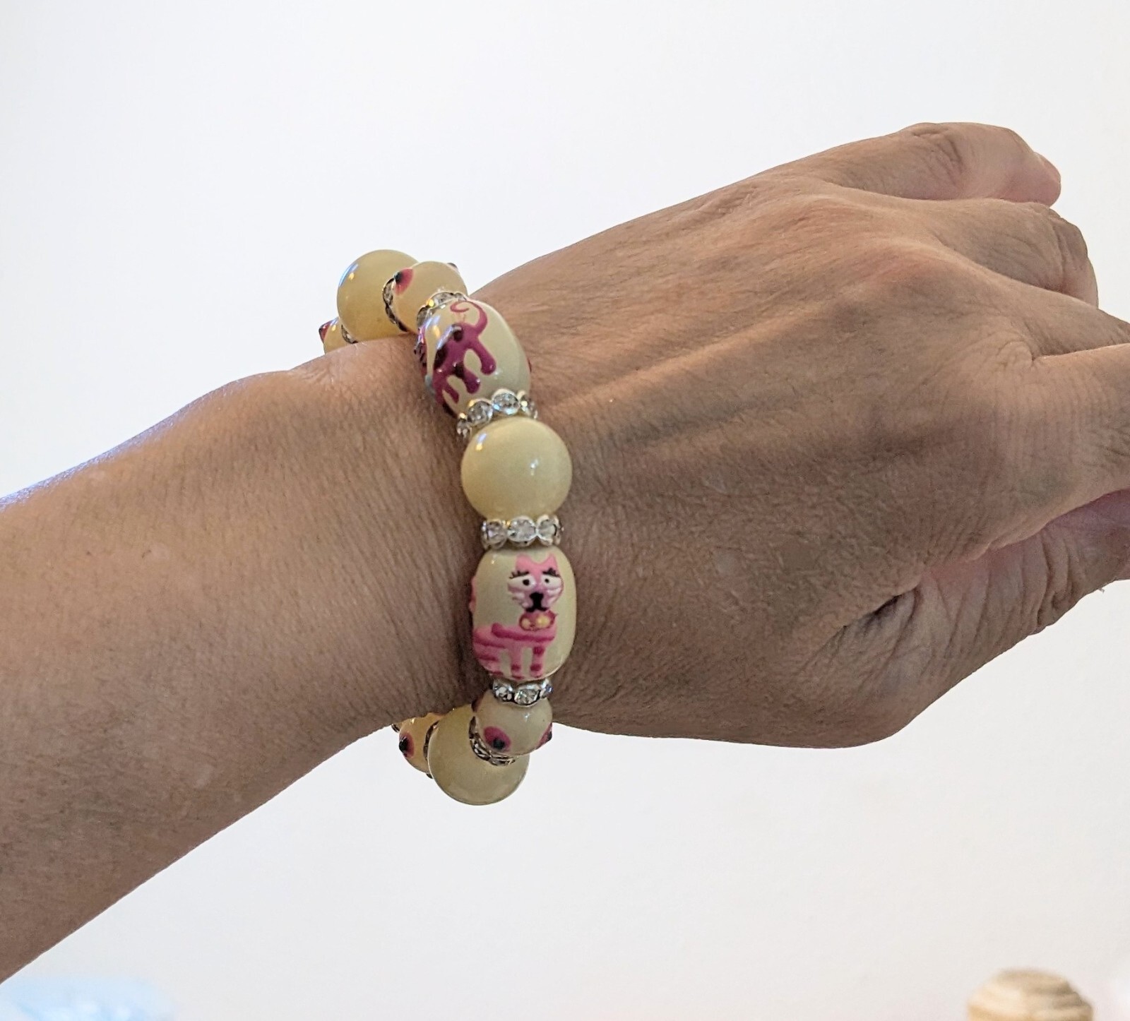 Cat Bracelets Princess Kitty Bracelet Lot of 4 Beaded Stretch Handmade Beaded