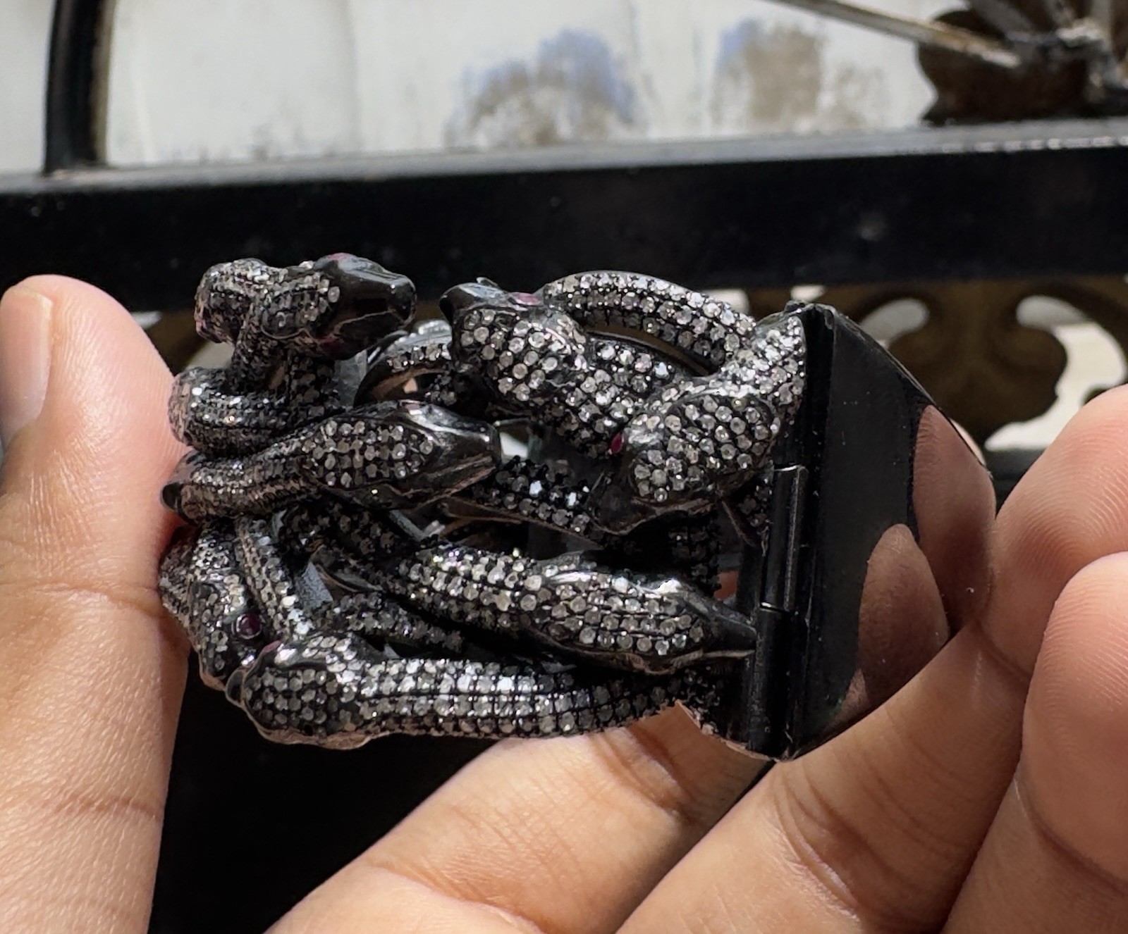 Natural Diamond Snake Bangle 925 Sterling Silver Victorian Handmade Jewelry