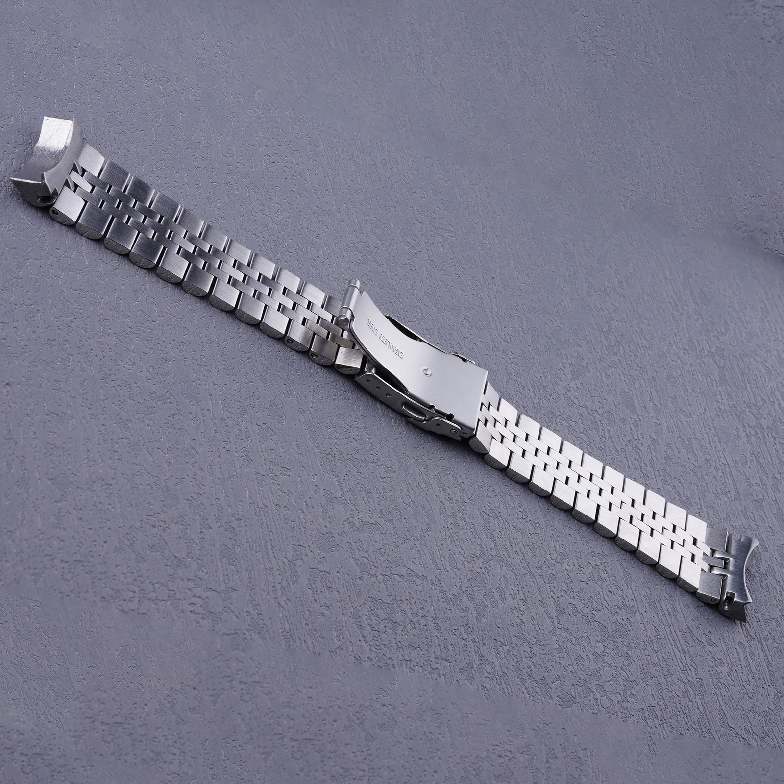 For Seiko Black Samurai SRPF79 22mm Silver Solid Curved End Jubilee Bracelets