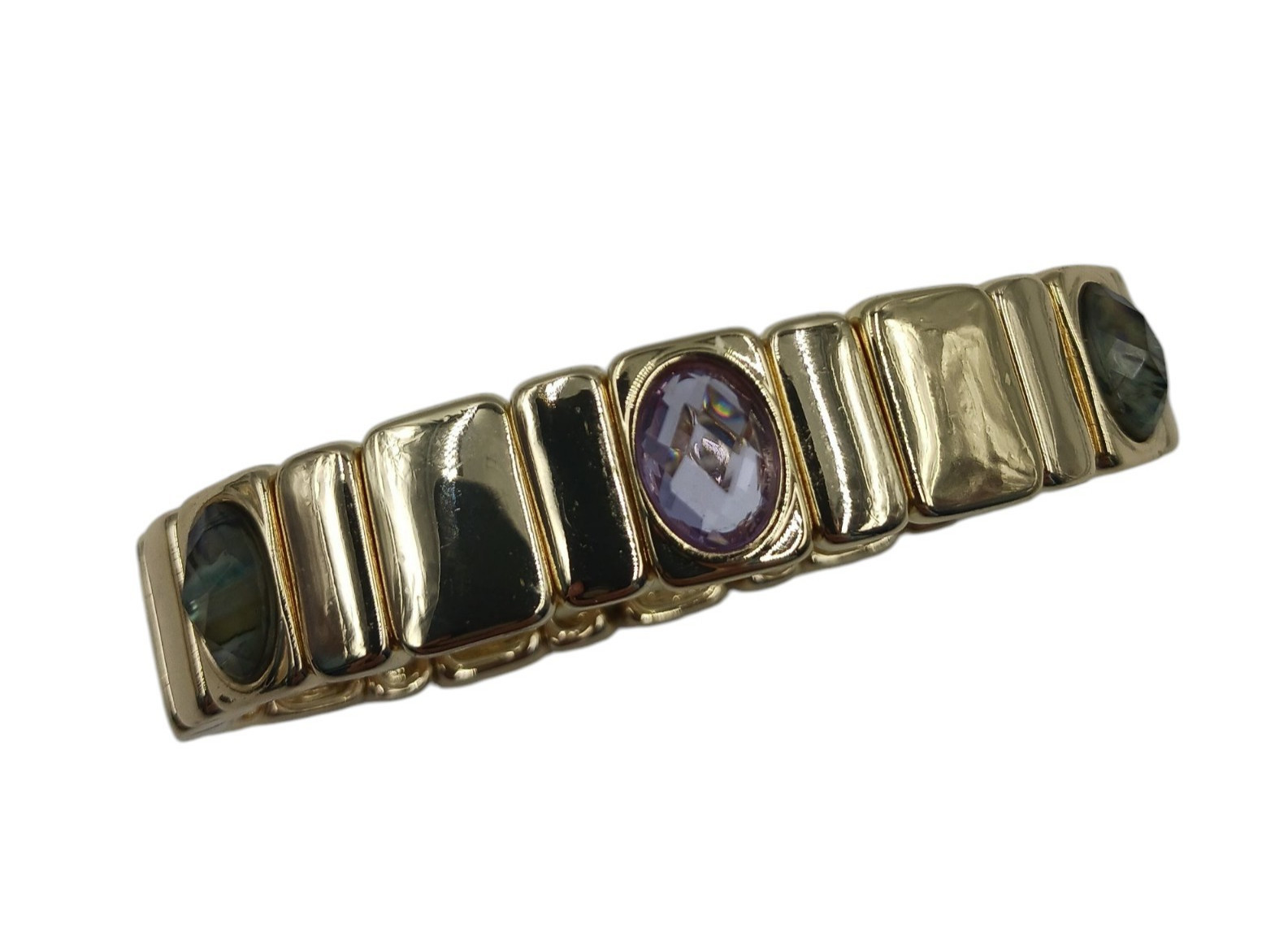 Anne Klein Tile Stretch Bracelet With Zinc Abalone And Plastic Settings Nice New