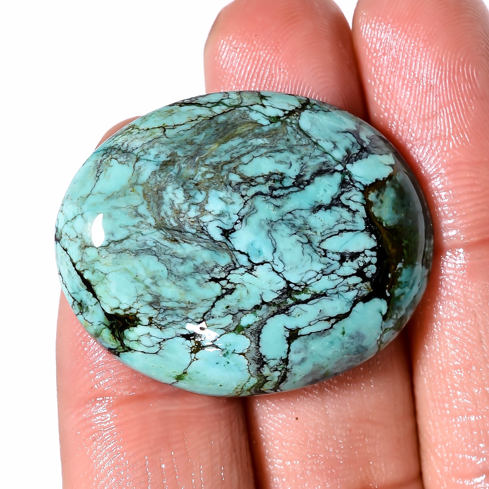 34.15 CT A+ 100% Natural TIBET TURQUOISE Oval Shape Cabochon 26X33X6mm Gemstone