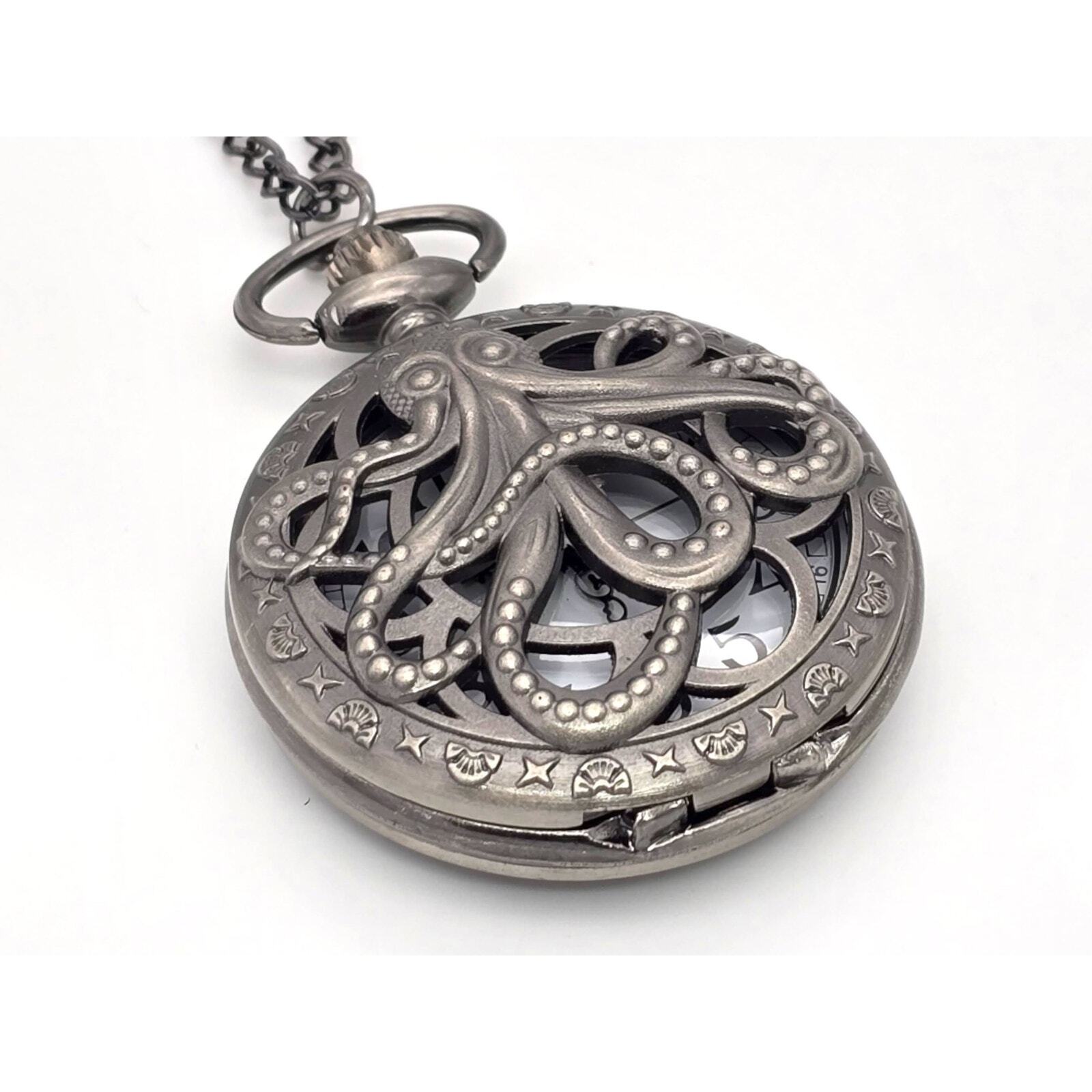 Octopus Pocket Watch – Nautical Charm, Sea Creature Kraken Gift Squid Sailor