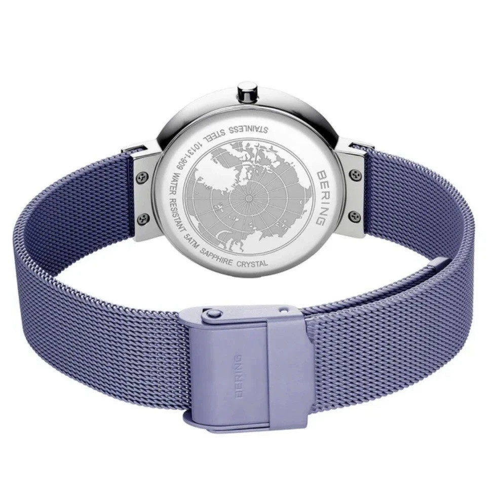 Bering Classic Stainless Steel Lavender Dial Ladies Quartz 31mm Watch 10131-909
